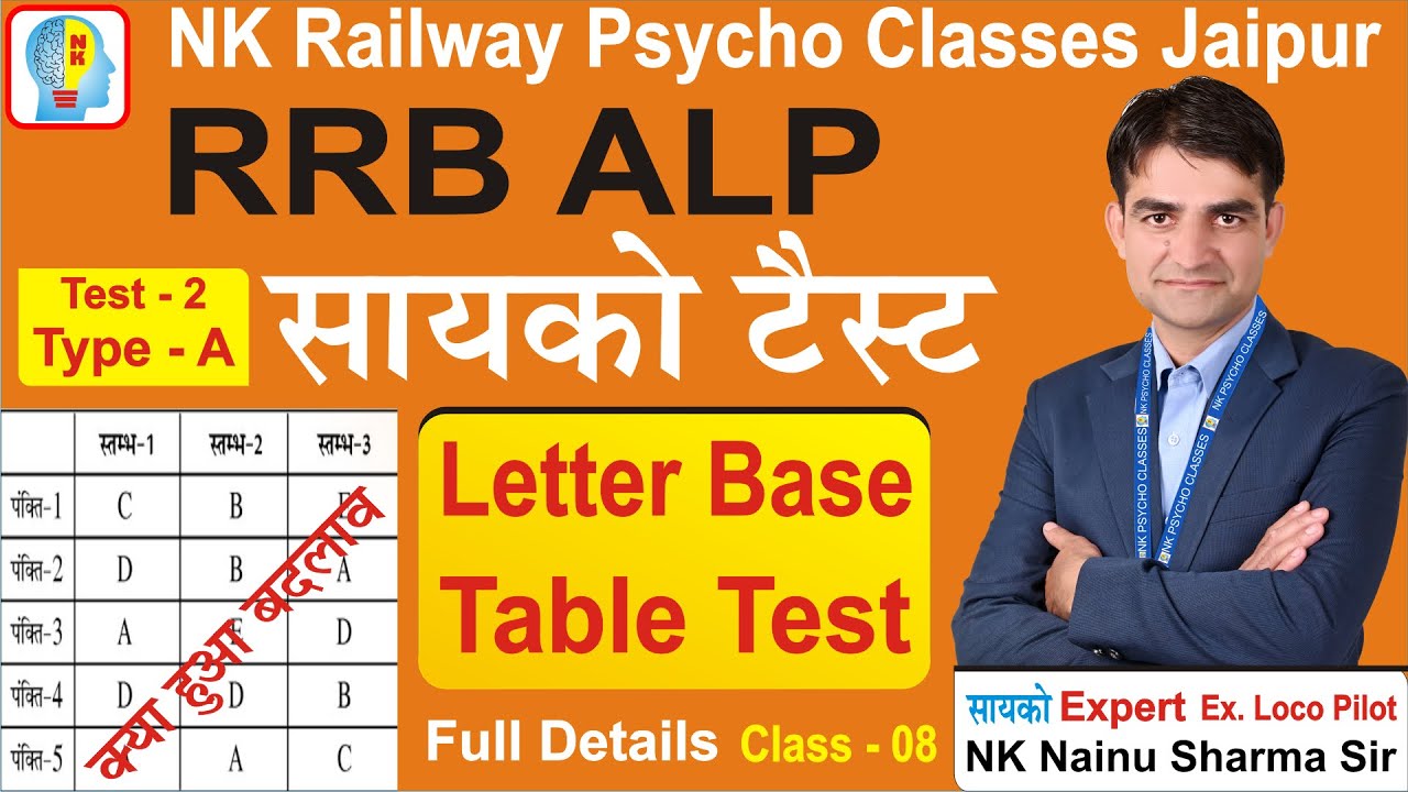 Letter Base Table Test Full Detail RRB ALP PsychoTest #alp_psycho_test #cbat_test #cbt3 #psycho_test