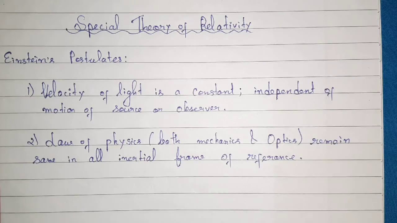 Einsteins Theory of Relativity (Postulates)
