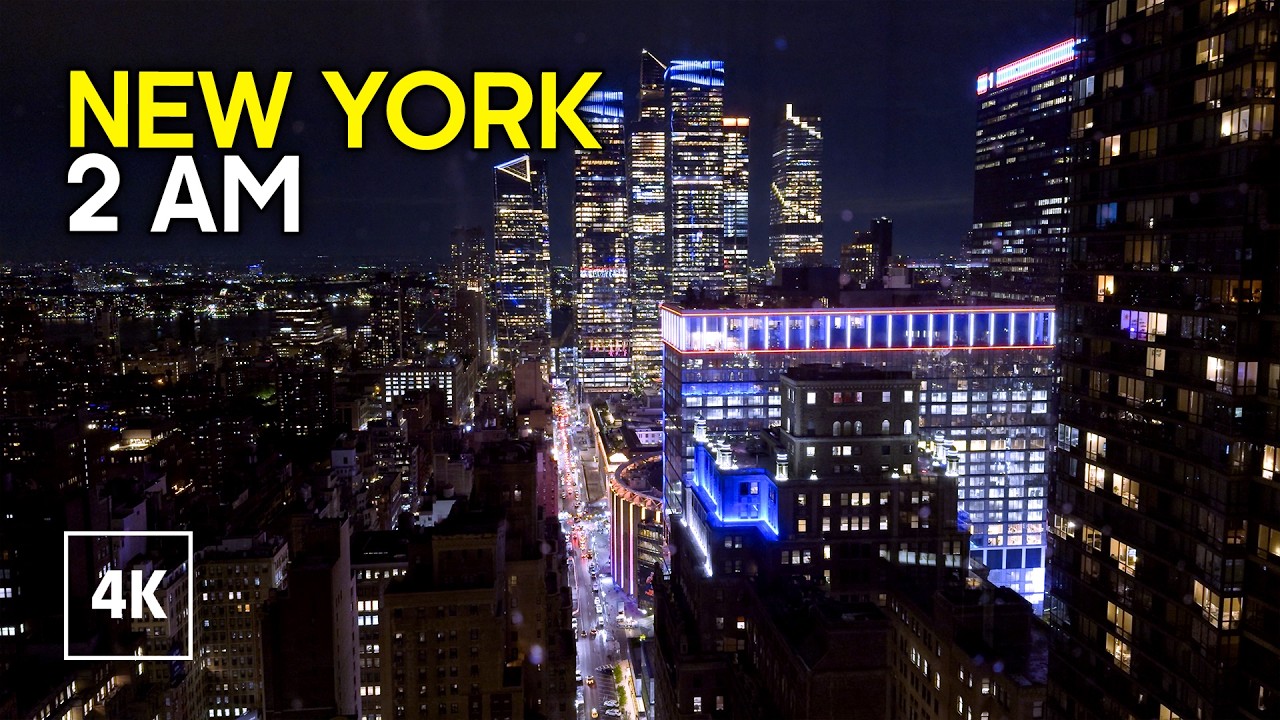 New York Sounds of Manhattan 🌃 Night Cityscape 4K