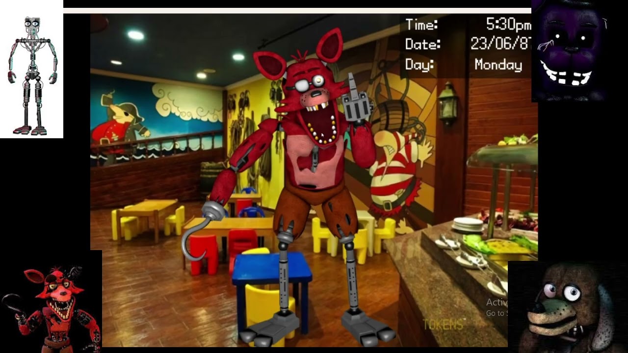 Dayshift at freddys foxy sparky endo and shadow freddy :O