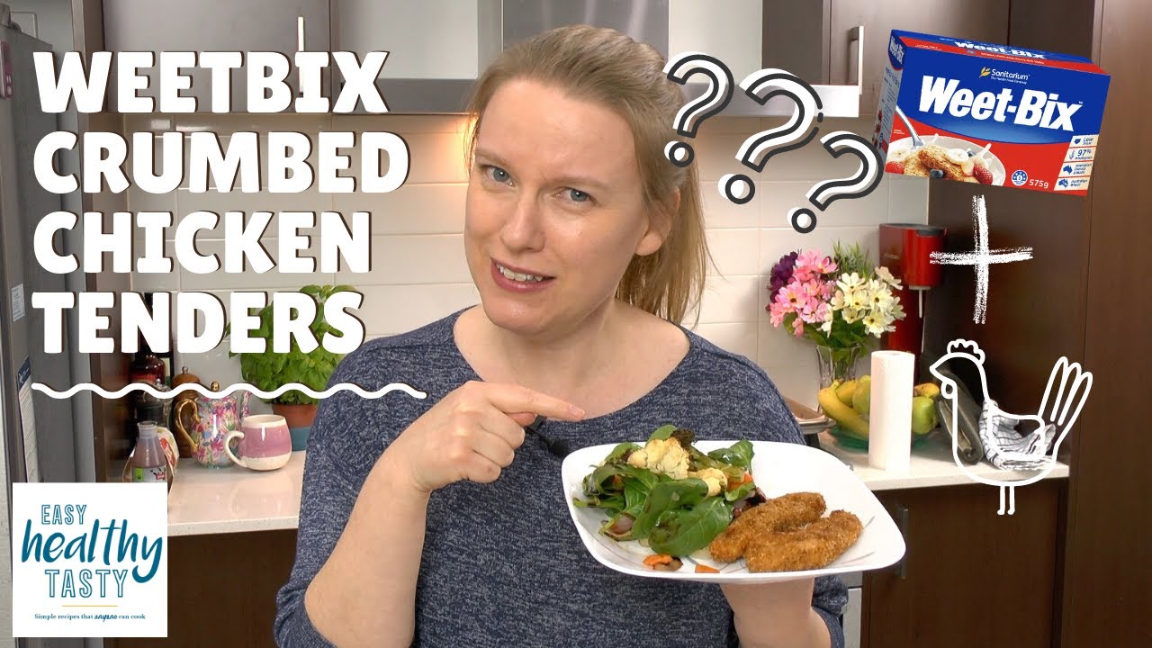 Tastiest Oven Baked - WEETBIX/WEETABIX CRUMBED CHICKEN TENDERS - Easy Healthy Tasty.