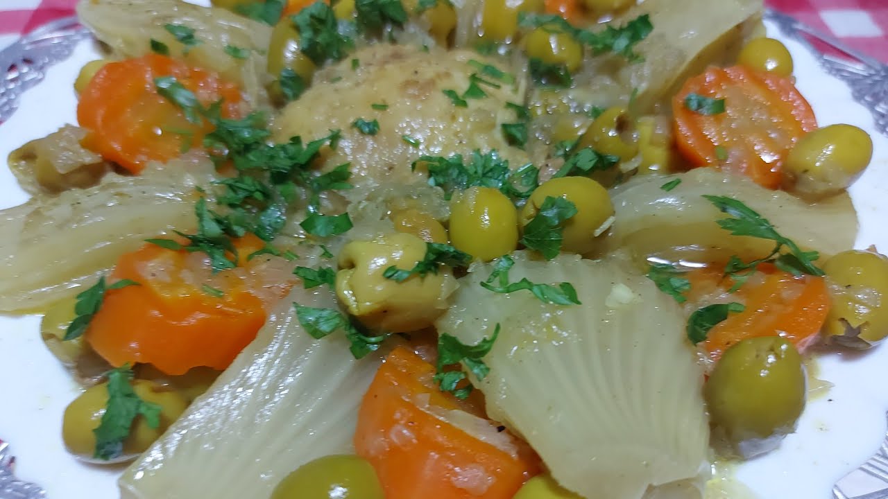 طاجين البسباس بالزيتون 🫒و الزرودية🥕 ساهل خفيف من أروع وصفات البسباس وبزاف بنين😋