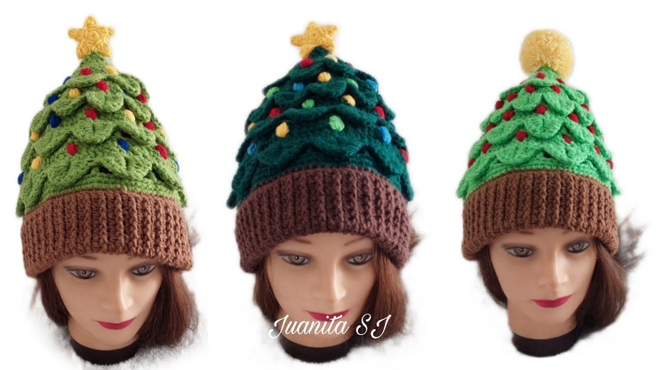 GORRO ÁRBOL DE NAVIDAD A CROCHET PASO A PASO /GORRO NAVIDEÑO A CROCHET