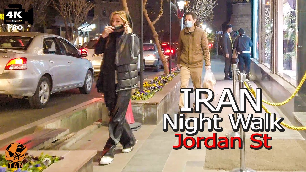 Tehran Night Walking Tour On Jordan St Nelson Mandela Boulevard Tehran 2022 Iran walk 4k