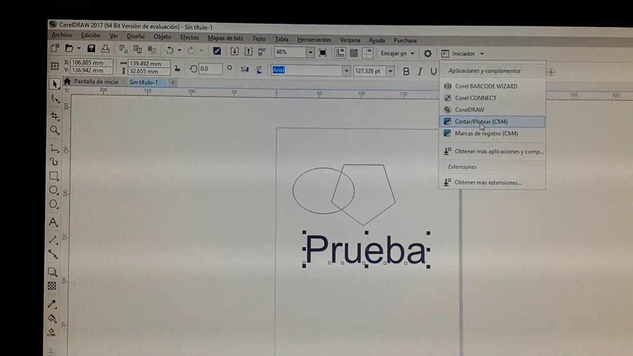 Graphtec CE3000-60 Mk2 cortando desde CorelDraw 2017