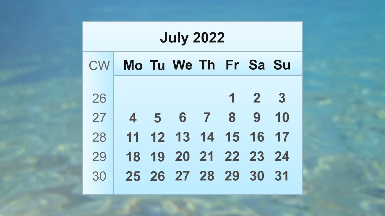 July 2022 Calendar