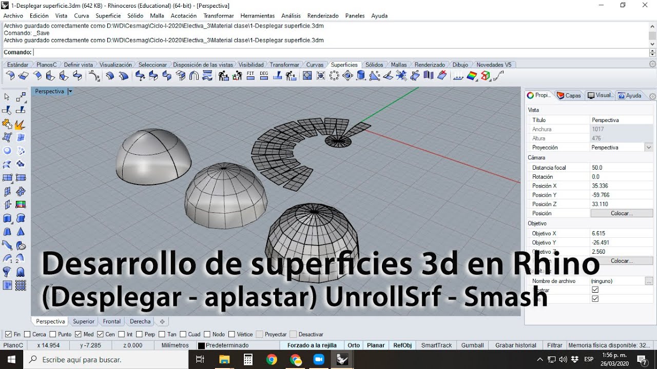Desarrollo de superficies 3d en Rhino (Desplegar - aplastar) UnrollSrf - Smash