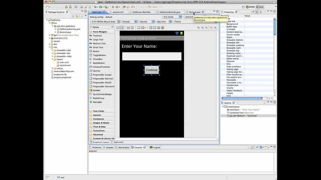 Android-Passing Data Using an Intent