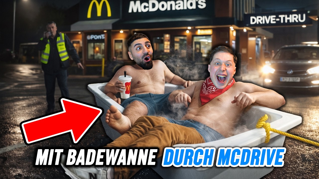 Jordan & Semih MIT BADEWANNE durch MCDRIVE PRANK (Hausverbot)