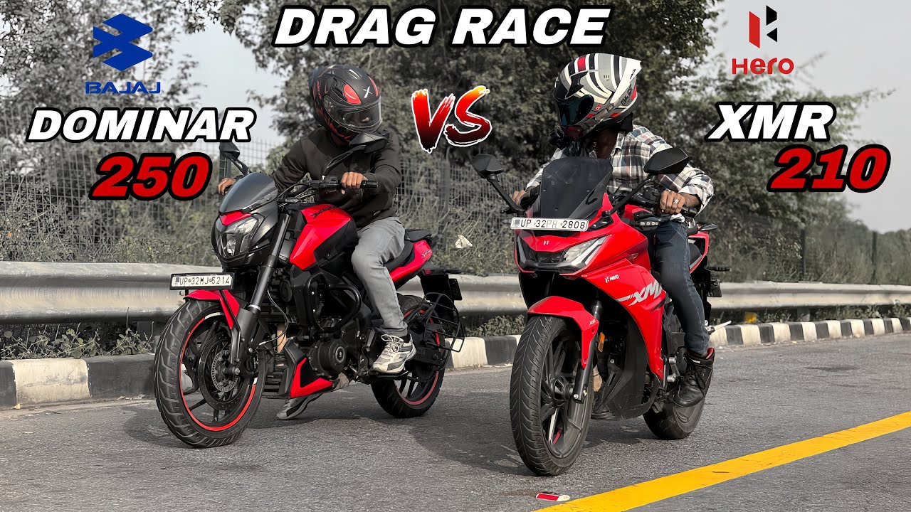 bajaj dominar 250 vs hero karizma xmr 210 | drag race | shocking results 😱
