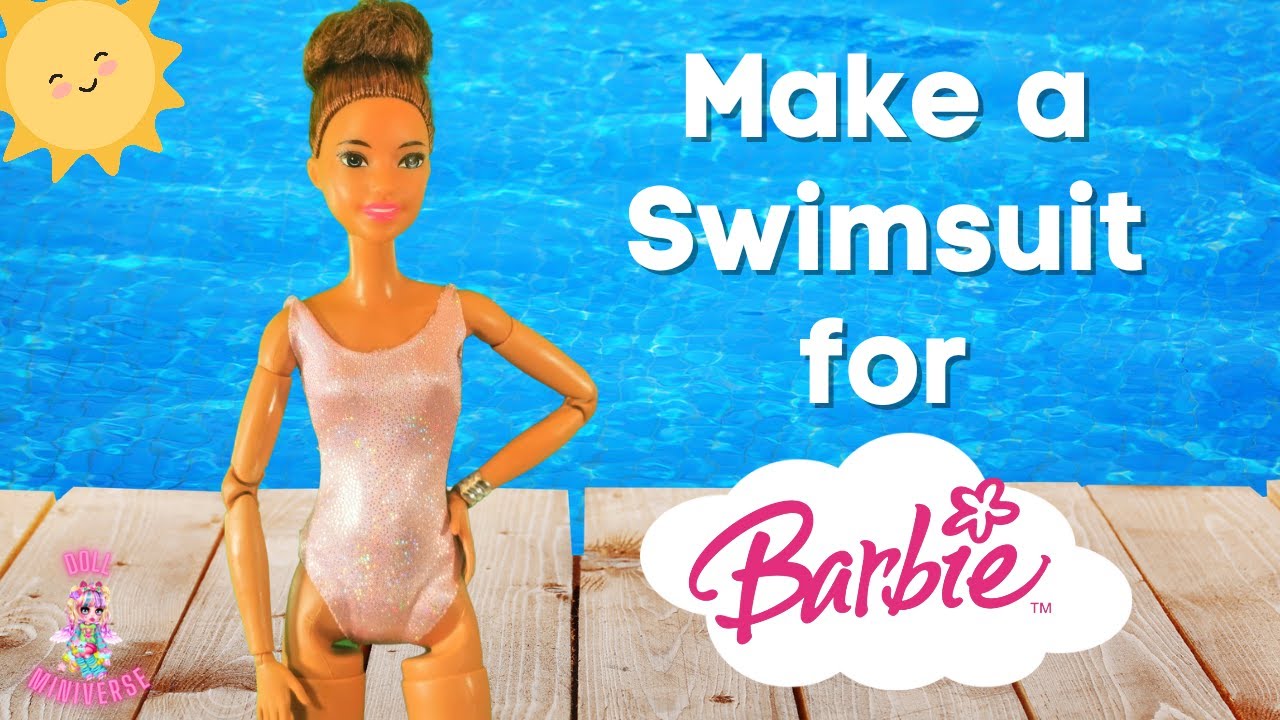 DIY How to make a cute EASY Barbie Swimsuit Tutorial for doll swimwear/clothes