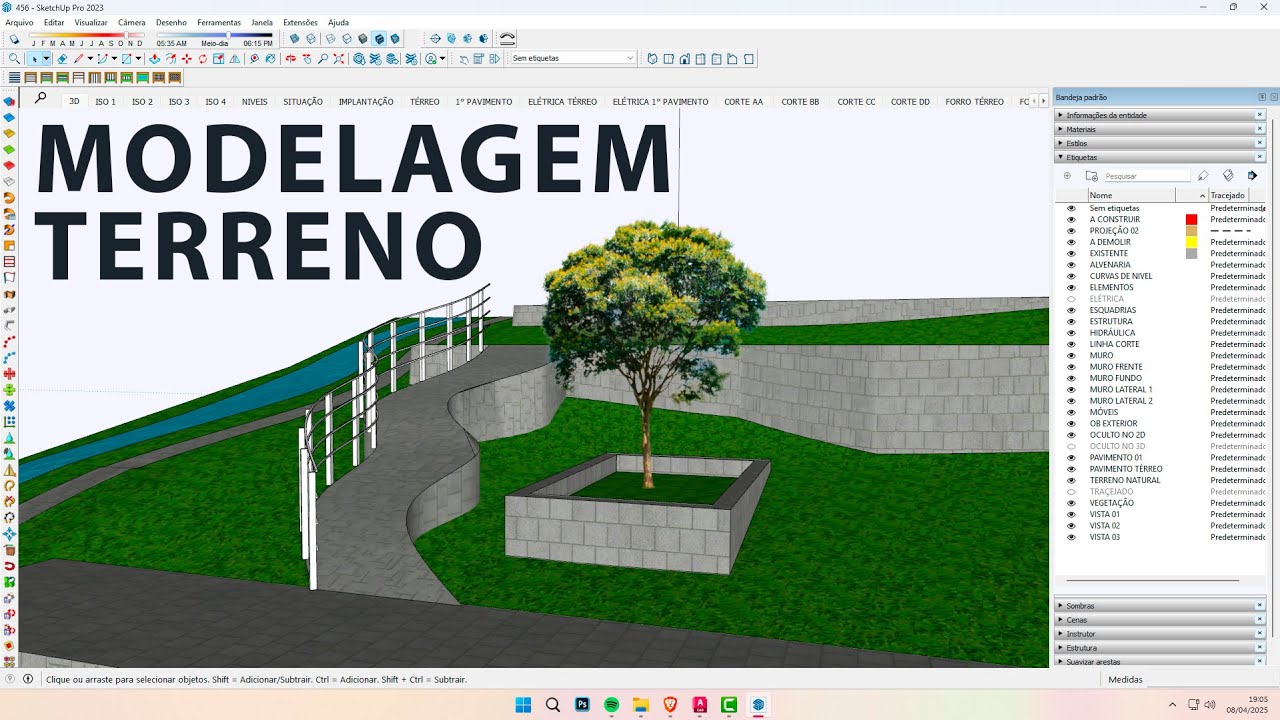 MODELAGEM TERRENO NO SKETCHUP | Talude, Platô, Rampas Curvas, Caminhos, Calçadas