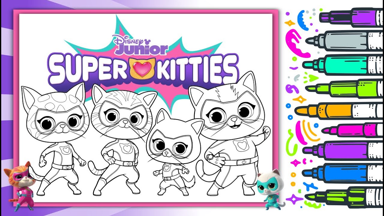 Coloring SuperKitties | Buddy, Bitsy, Ginny, and Sparks | Disney Junior Coloring Pages