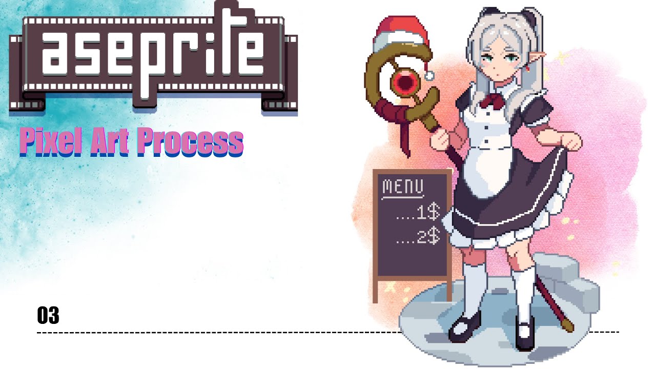 Anime Pixel Art REAL TIME (4x speed) Full Process (Frieren Made outfit Edition)