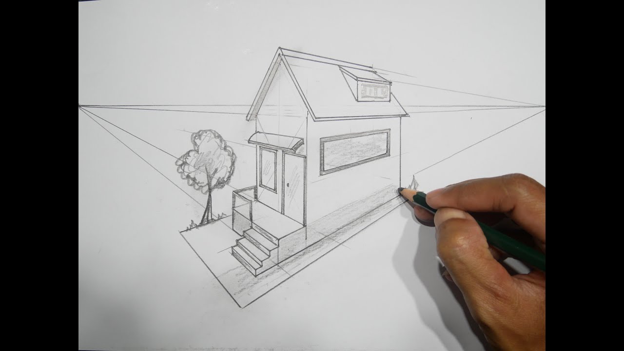 Drawing a Tiny House in 2 Point Perspective