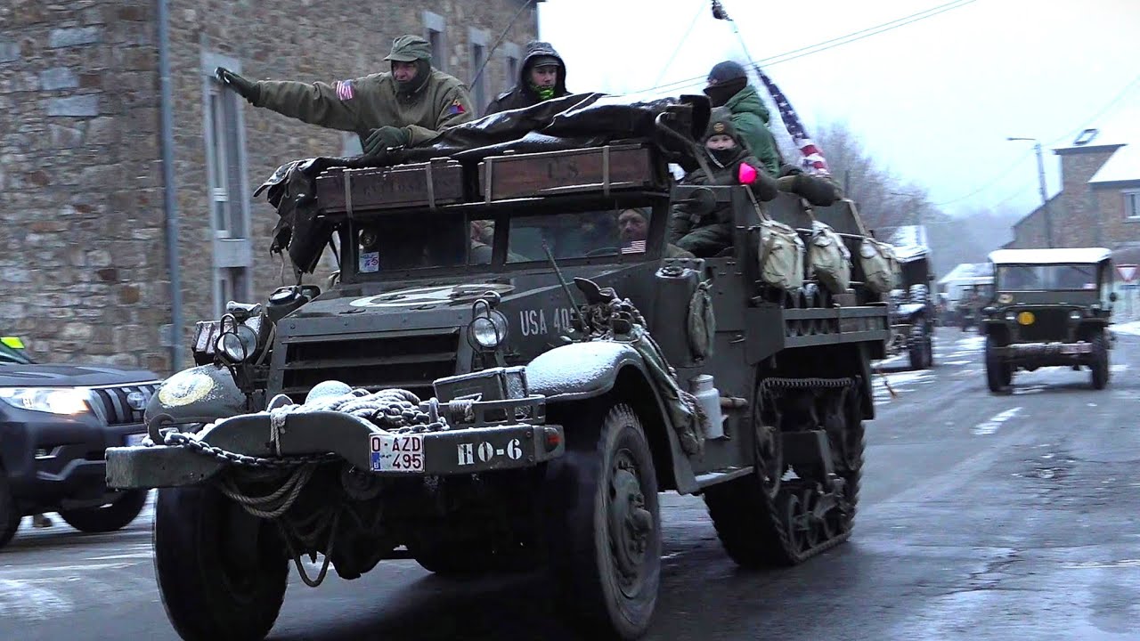Zum 80. Jahrestag - Historische U.S. Oldtimer-Militär Fahrzeugparade in Manhay/Belgium 14.12.2024