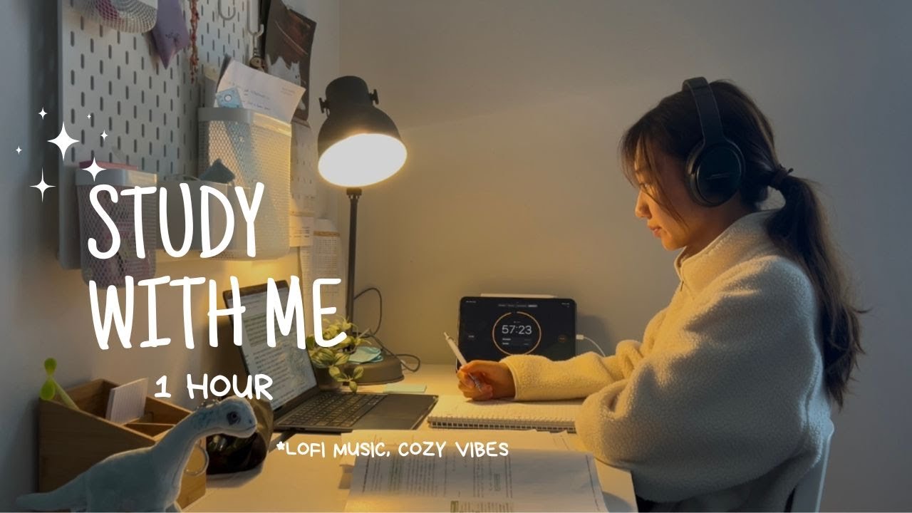 STUDY WITH ME 1 HOUR| studying for my exam| lofi music, cozy vibes