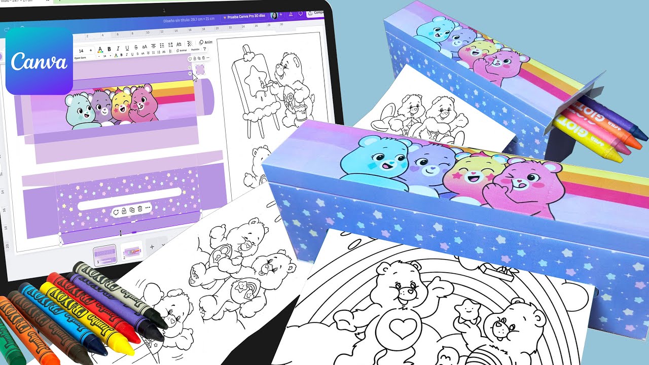 ¿Cómo hacer CAJITA VIRAL con ROLLITO DE HOJAS para COLOREAR paso a paso con CANVA GRATUITO?