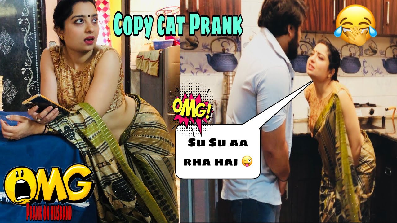 Copy cat prank on husband | prank on husband | prank in India | we r crazy 😜 जबरजास्तप्रैंक