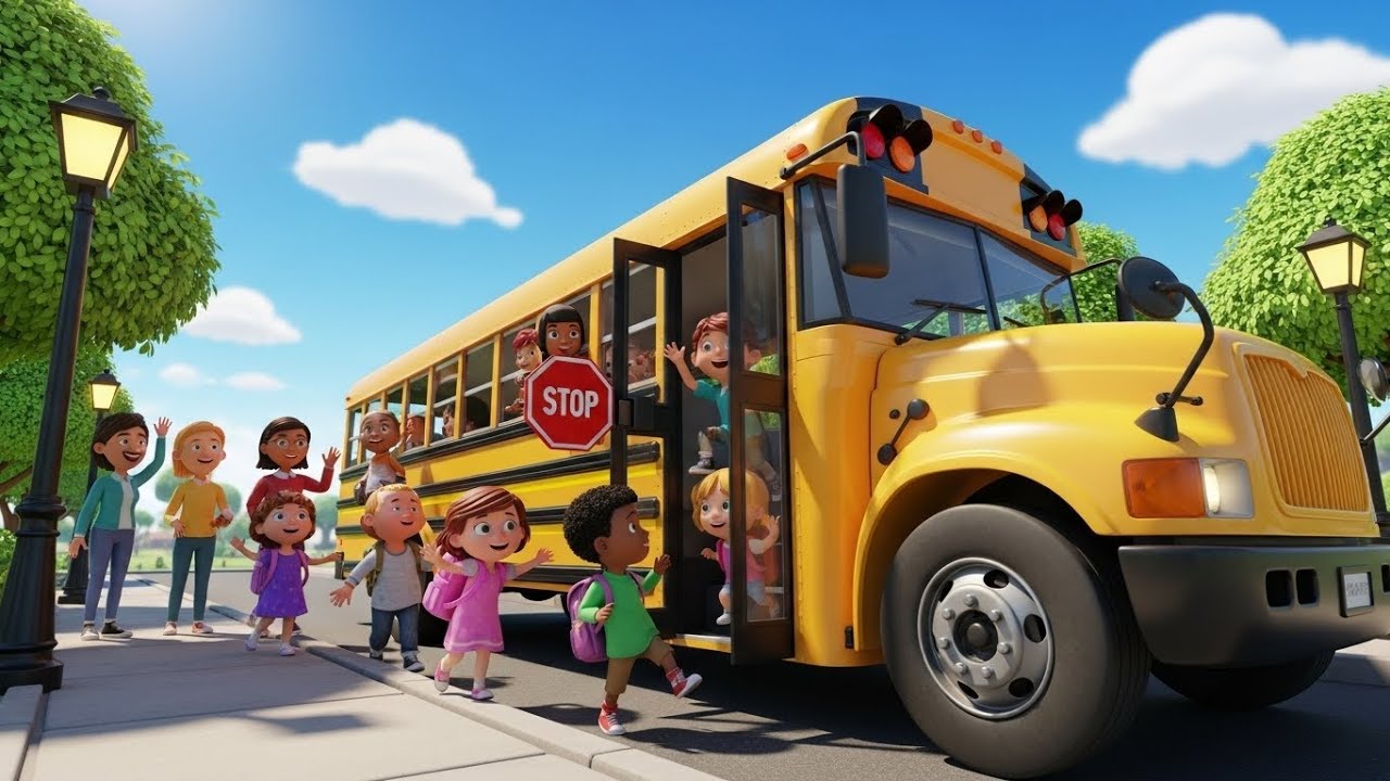 The Happy School Bus Song for Kids | School Bus Song, Popular Nursery Rhyme & Baby Songs 🚌😊🎶