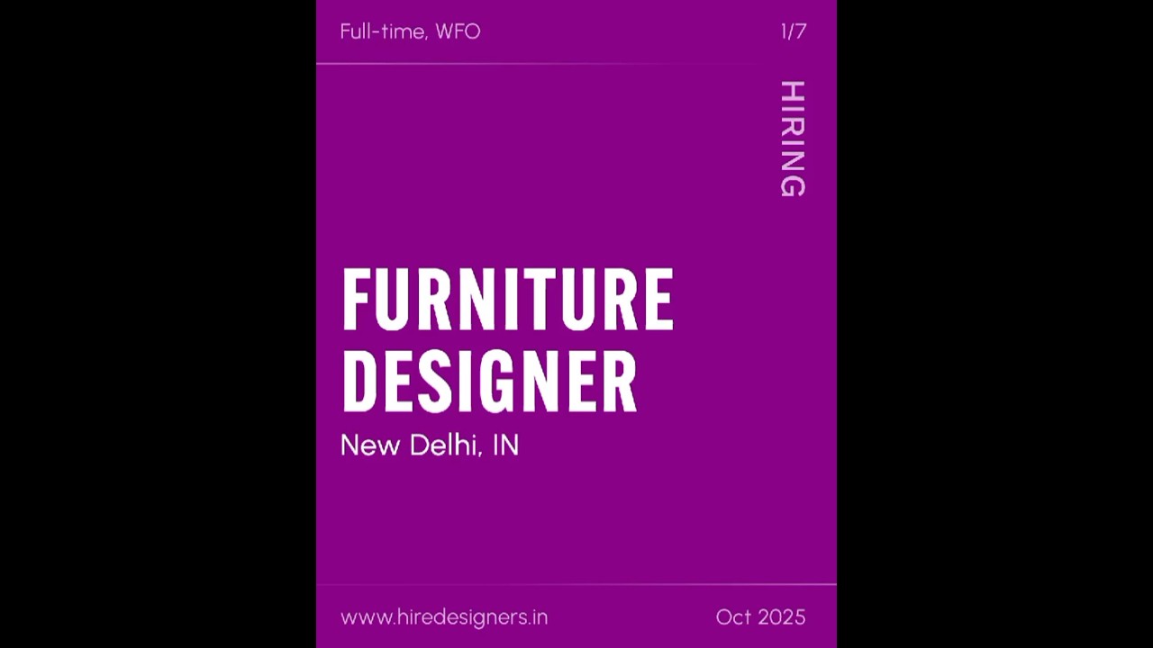 Furniture Designer - New Delhi #FurnitureDesigner #DesignJobsIndia #LuxuryFurniture #delhijobs