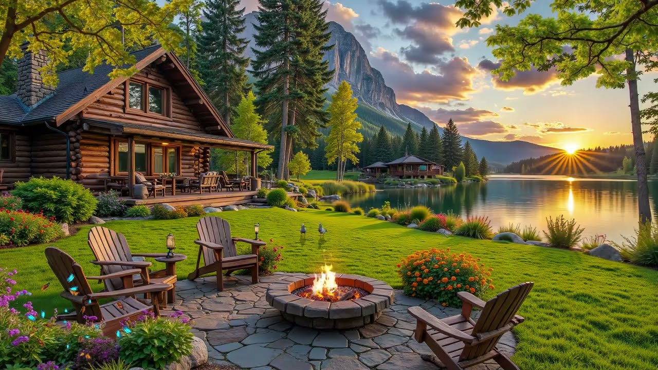 Perfect Spring Riverside Cabin in Forest 🌿🔥 Calm Fire Pit, Birdsongs & Relaxing Piano for Relaxing