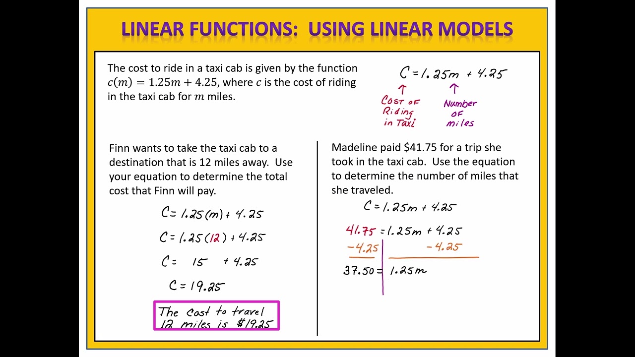 Linear Functions:  Using Linear Models