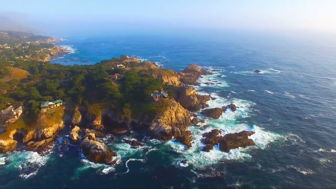 Carmel Highlands drone View off the coast