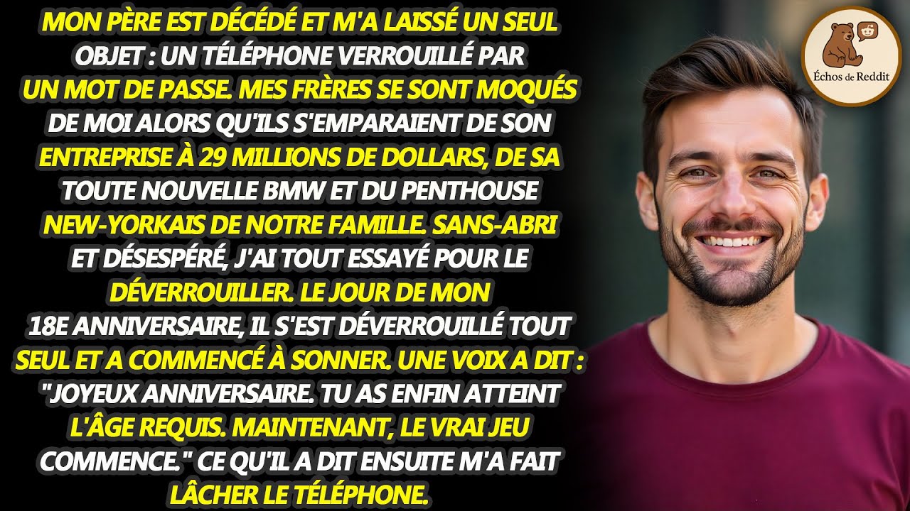 Mes frères ont hérité de l'empire à 29 millions de dollars de papa - moi, j'ai reçu un téléphone...