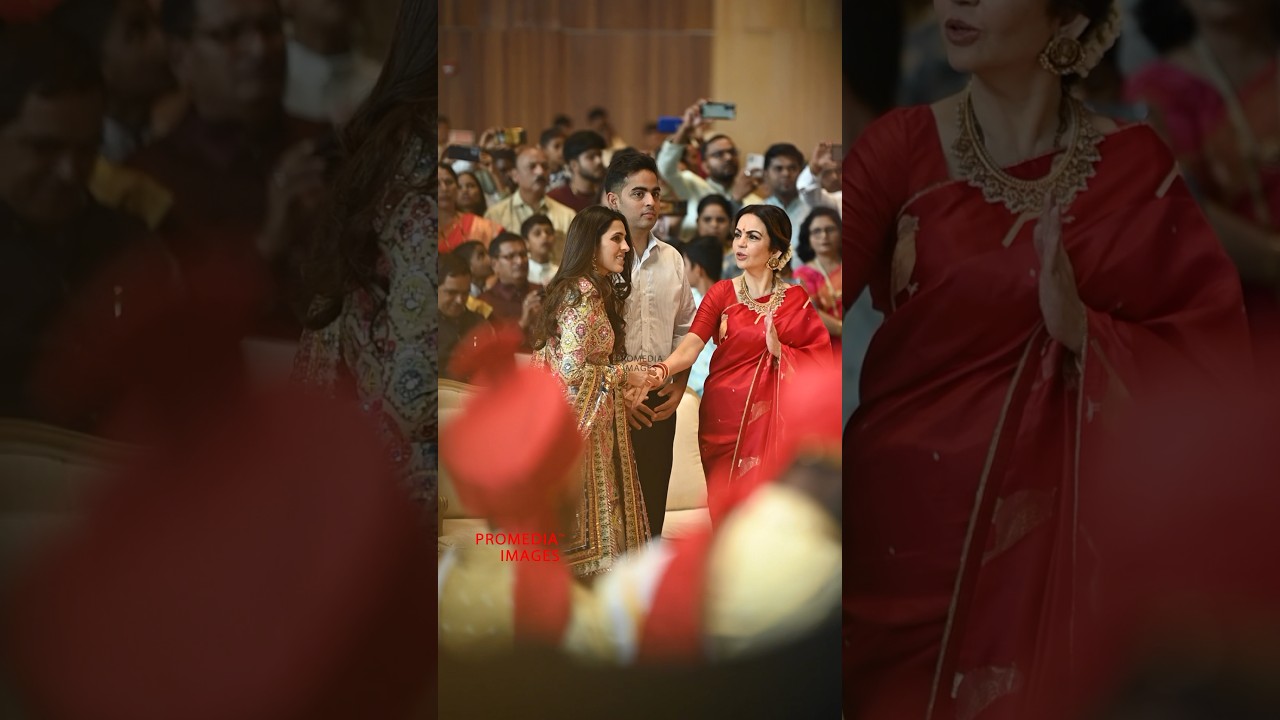 Shloka Ambani with Akash Ambani and Nita Ambani during Mass Wedding Celebration | ProMedia