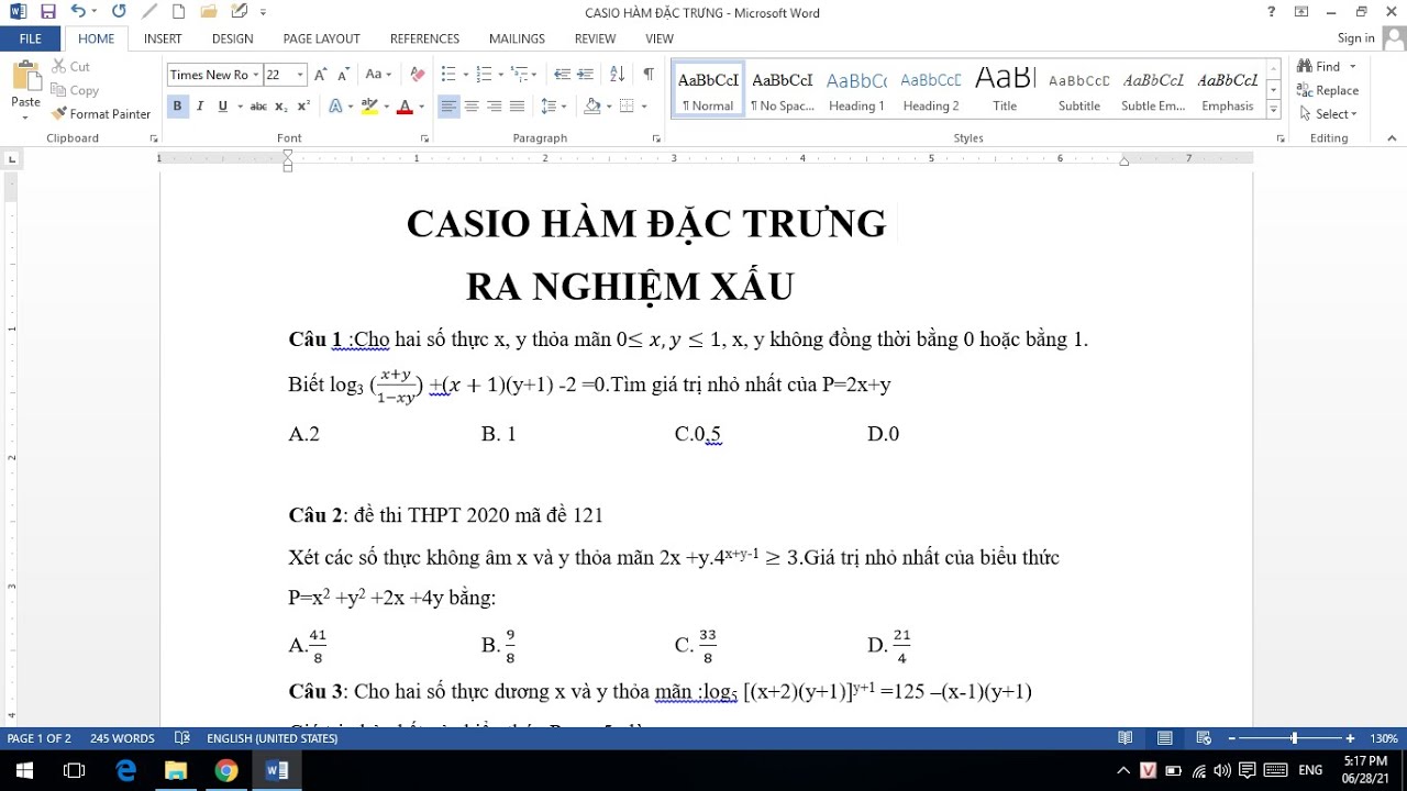 casio hàm đặc trưng ra nghiệm xấu