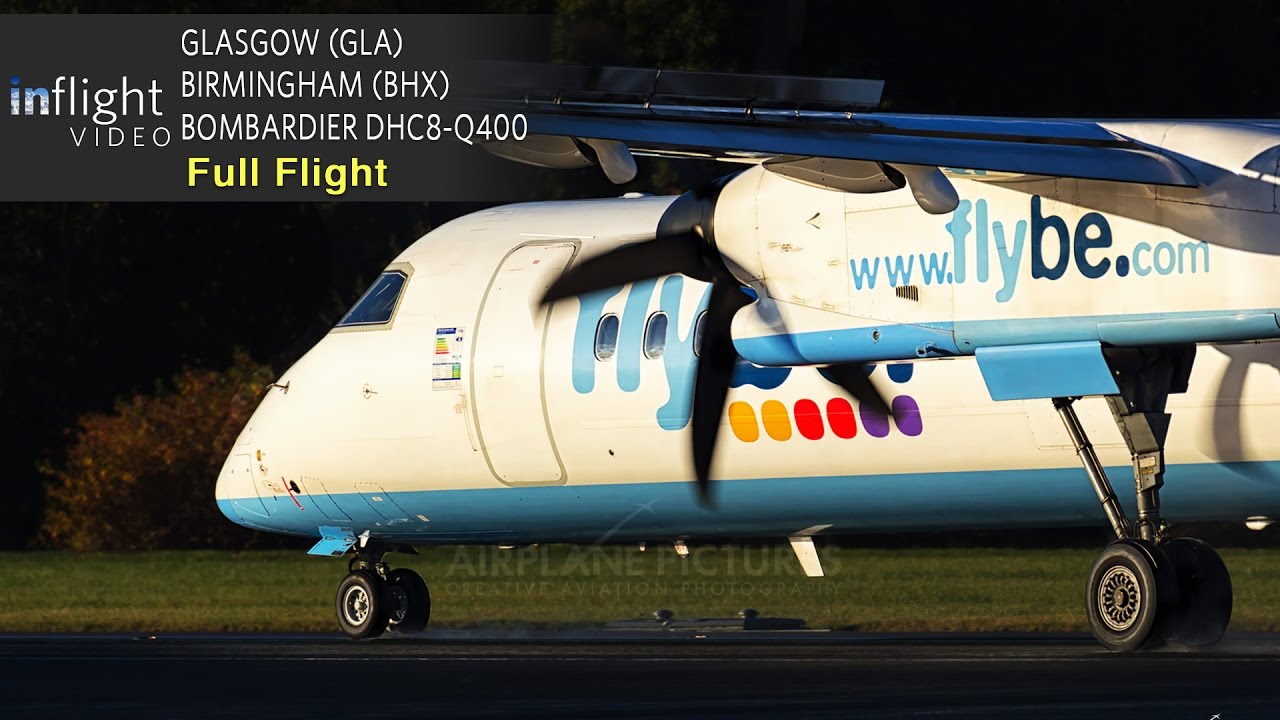 Flybe весь полет | Глазго к Бирмингем | бомбардир DHC8-Q400 (с УВД)