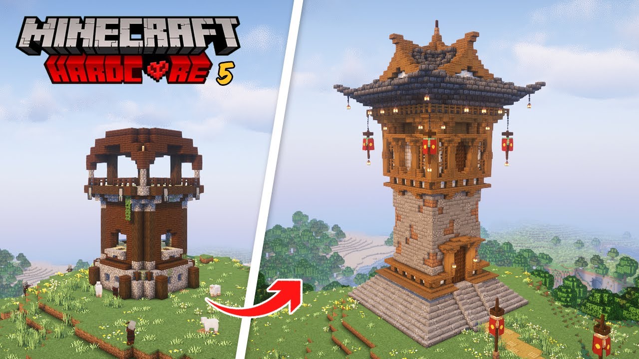 J’ai transformé la Tour des Pillards en Tour Japonaise en Hardcore sur Minecraft !