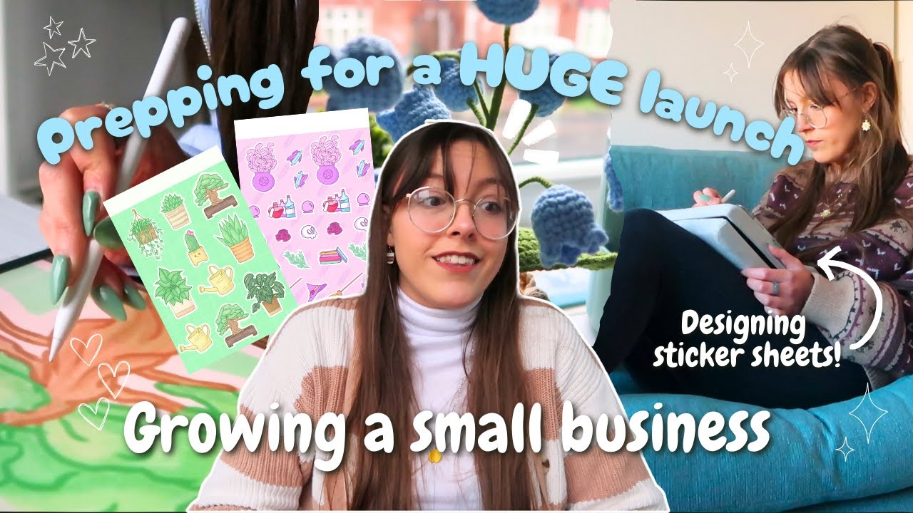 Prepping for a HUGE product launch 🌺 Designing sticker sheets & market trips (Studio Vlog)