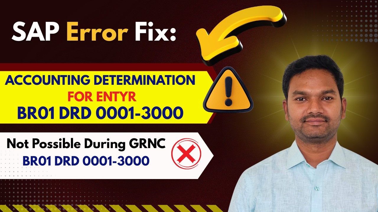 SAP ERROR FIX⚠️ Accounting DeterminationBR01 DRD 0001-3000❌ Not Possible During GRNC