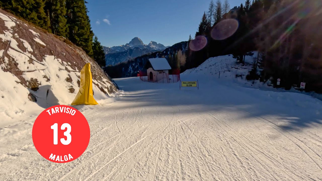 Skiing Slope 13 Malga (Red) at Tarvisio Ski Resort | 1.3 km