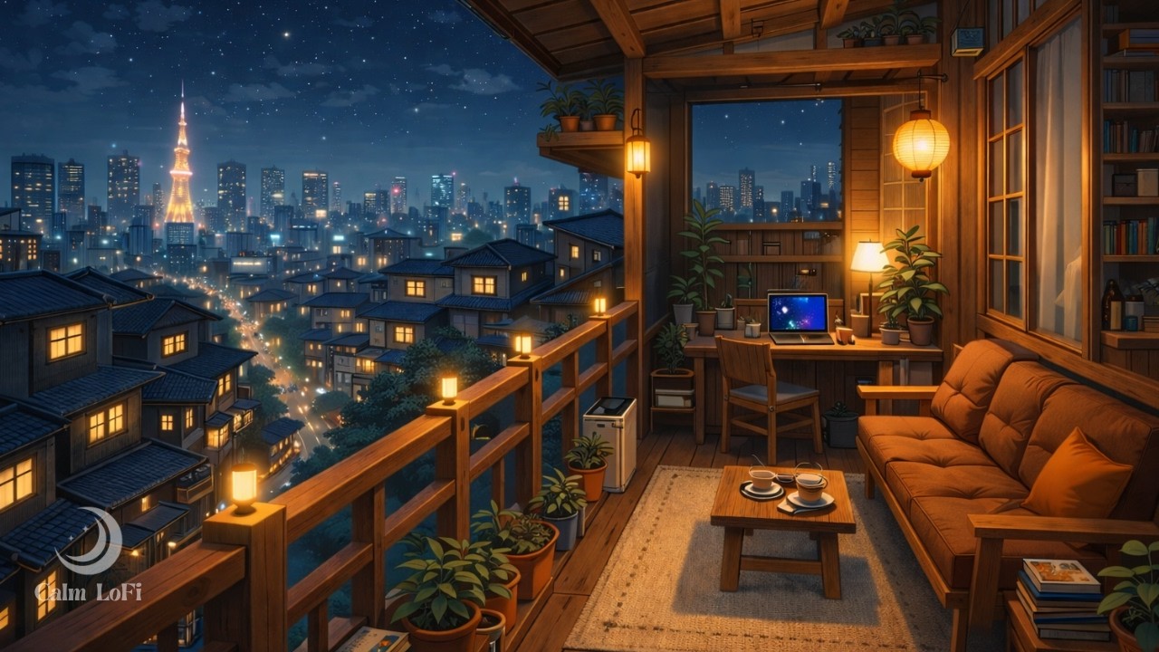 Lo-Fi Tokyo Balcony Night 🌙 – Cozy City Lights & Study Beats／東京夜景バルコニーのローファイBGM