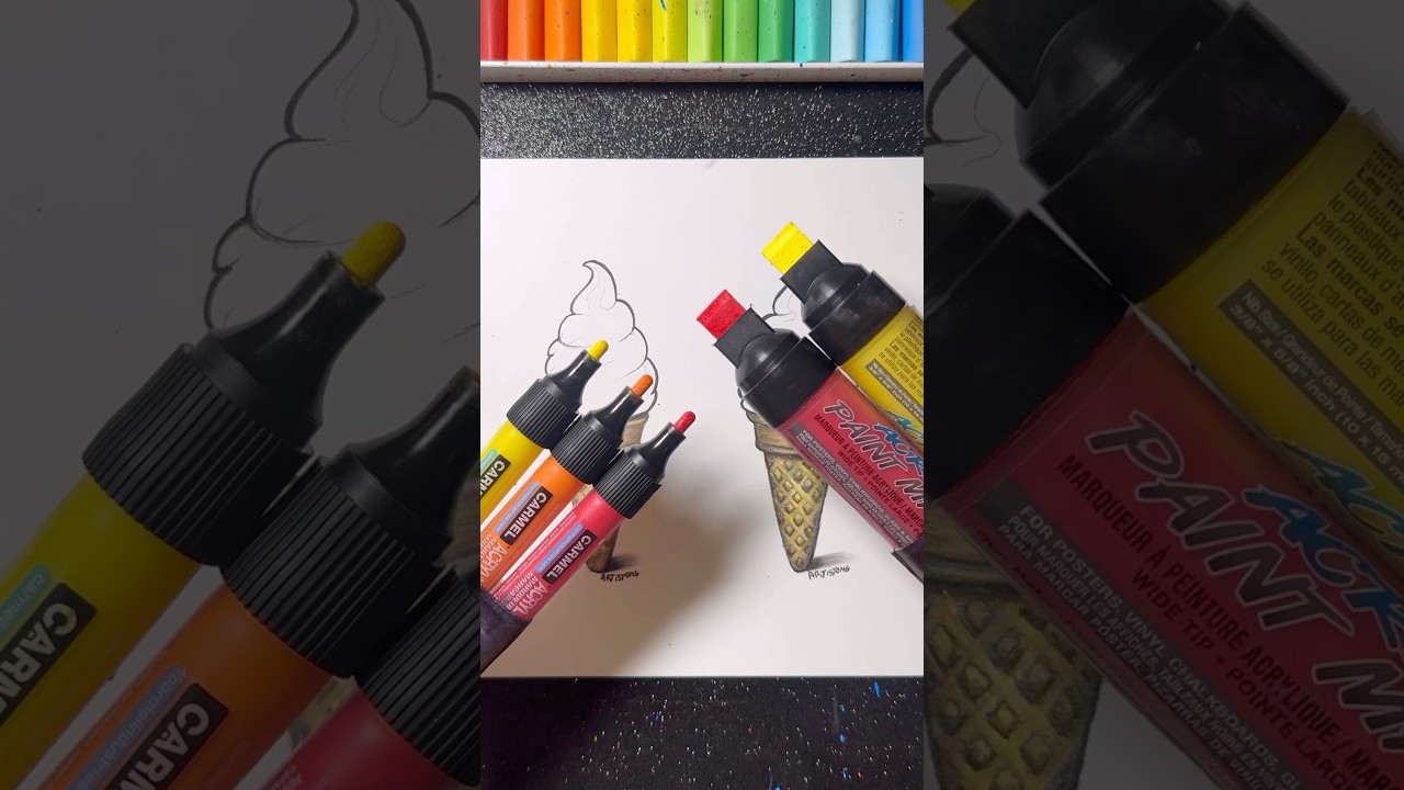 Ice Creams with Different Paint Markers! 🍦 Discover the Warm Tones! 🔥✨🎨  #visualart