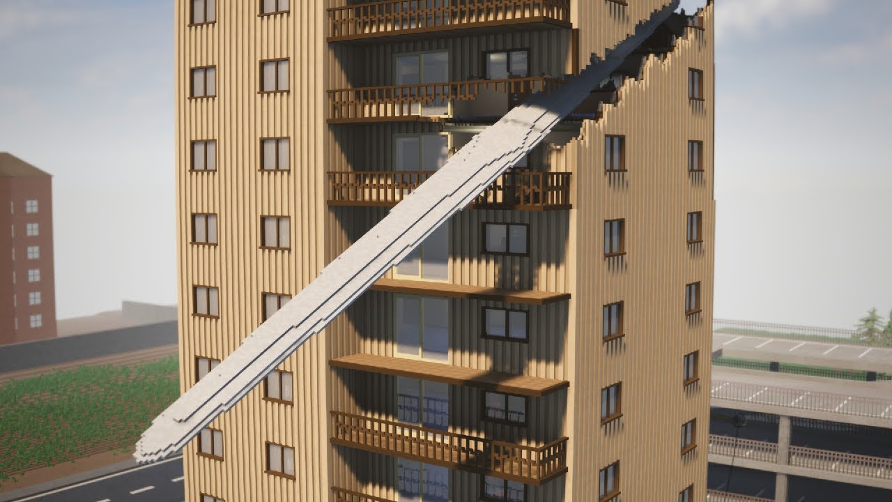 Giant Blade Cuts Buildings - Teardown