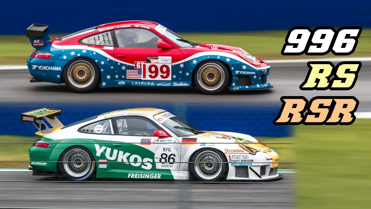 Porsche 996 RS & RSR - Insane downshifts and fly-by's (Monza 2019)