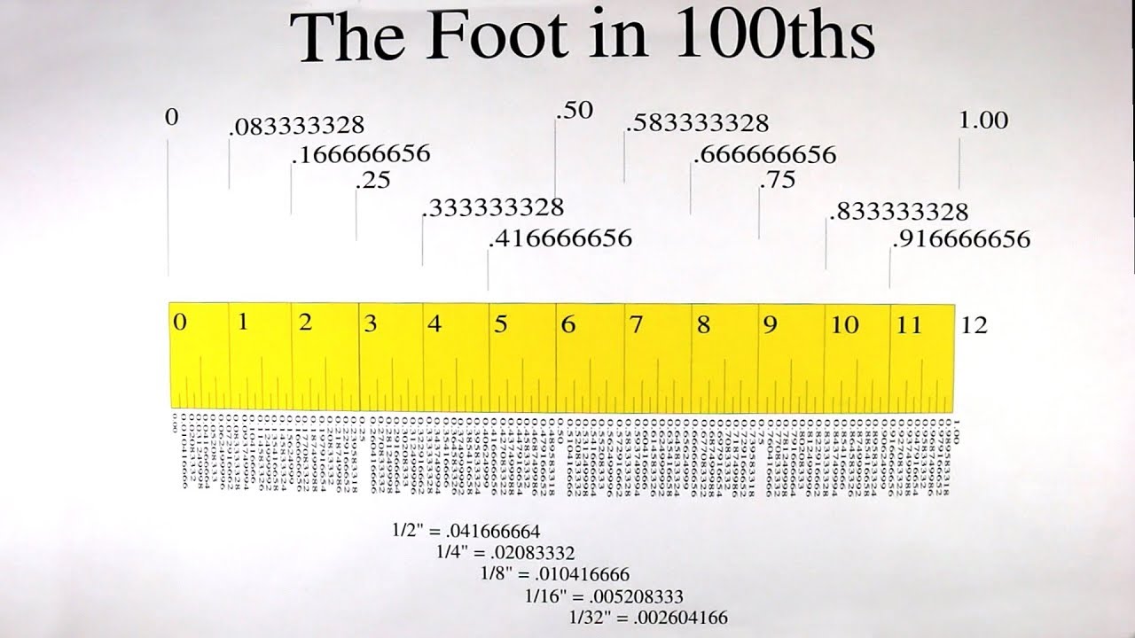 The Foot ( 12 inches ) in 100th's