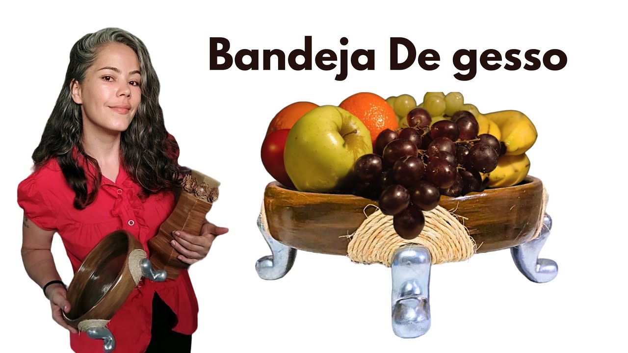 BANDEJA DE GESSO FEITA COM MOLDES DE EVA /molde na descrição do vídeo ou nos comentários
