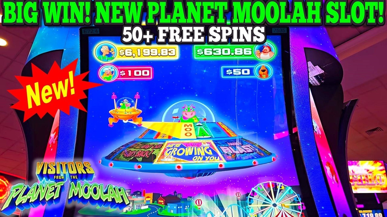 FUN NEW SLOT! BIG WIN ON NEW VISITORS FROM THE PLANET MOOLAH SLOT | New Las Vegas Slots
