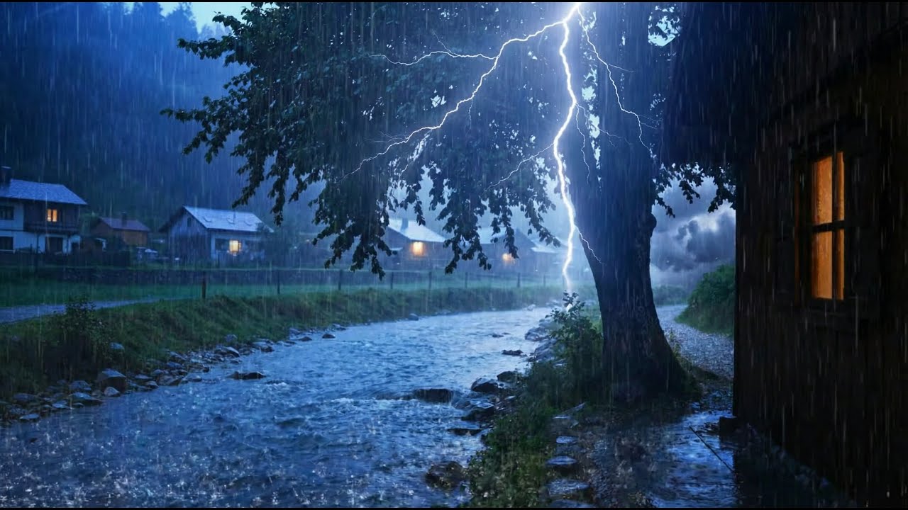Calming River Rain in a Thunderstorm 🌙 Sleep Instantly with Nature Sounds