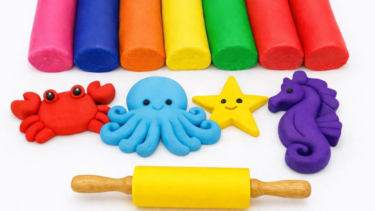 Making Animals with Clay 🐢🐬🐙 Fun Kids Craft