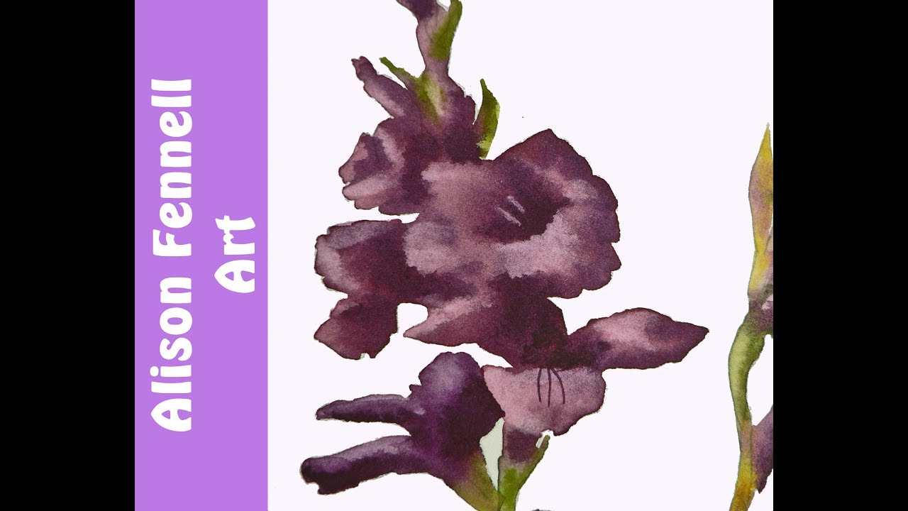 Painting gladioli in watercolor - painting flowers in watercolor REALTIME