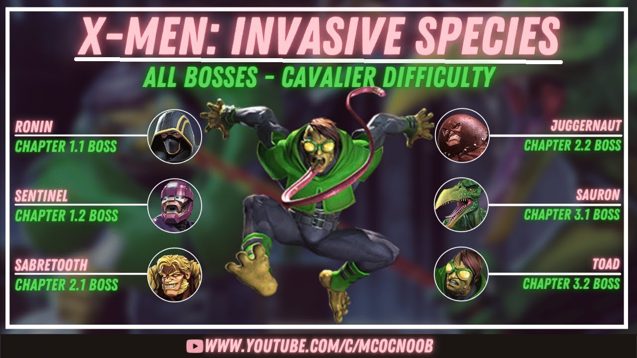 X-MEN: Invasive Species - All Bosses - Cavalier Event Quest - Sauron - Toad - MCOC Jan 2022