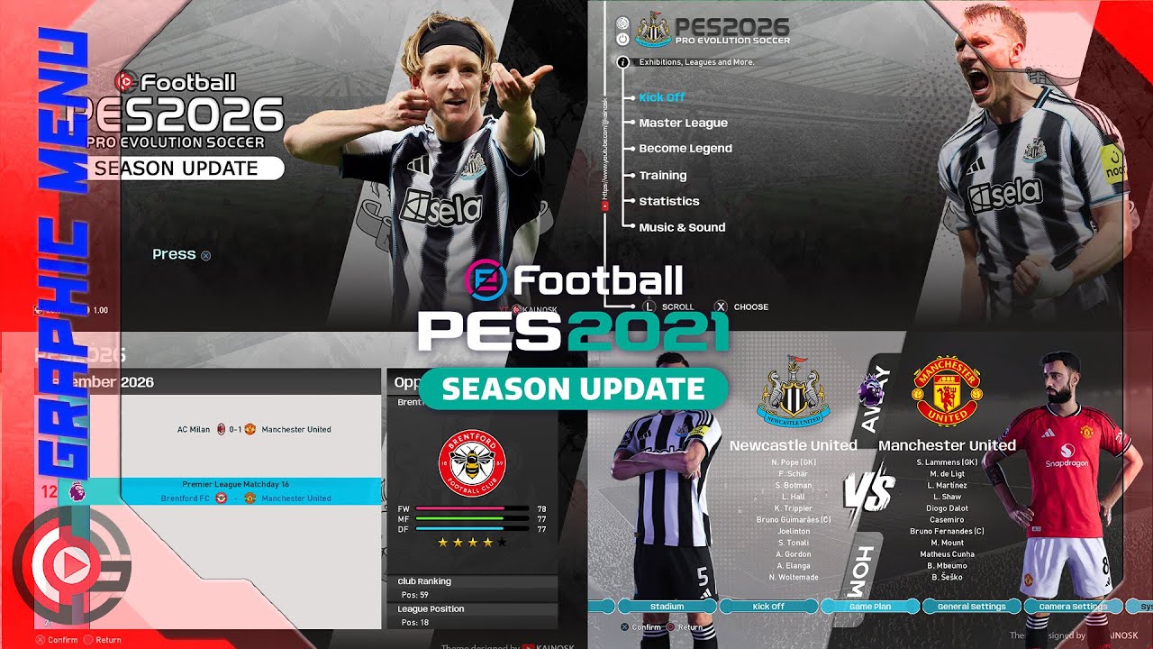 SPFootball Life | PES 2021 [PC] - Newcastle United 25/26 Next-Gen Menu
