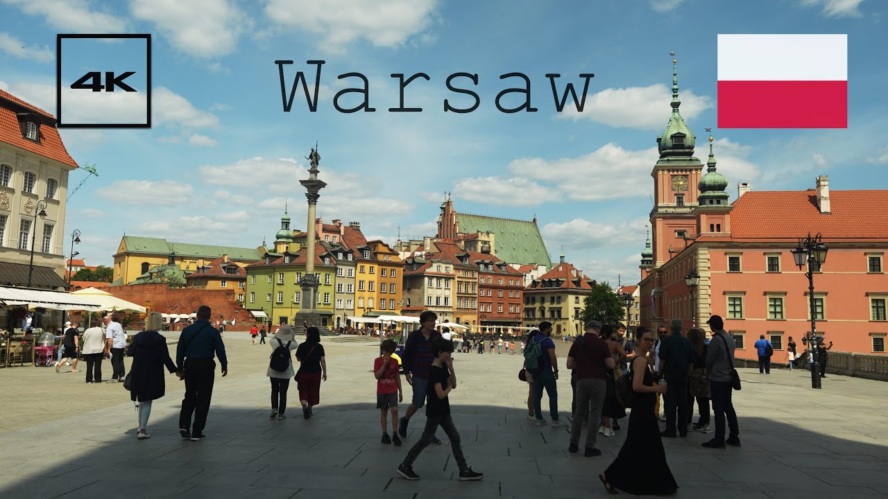 Warsaw, Poland walk in old town. Sunny summer tour 2023