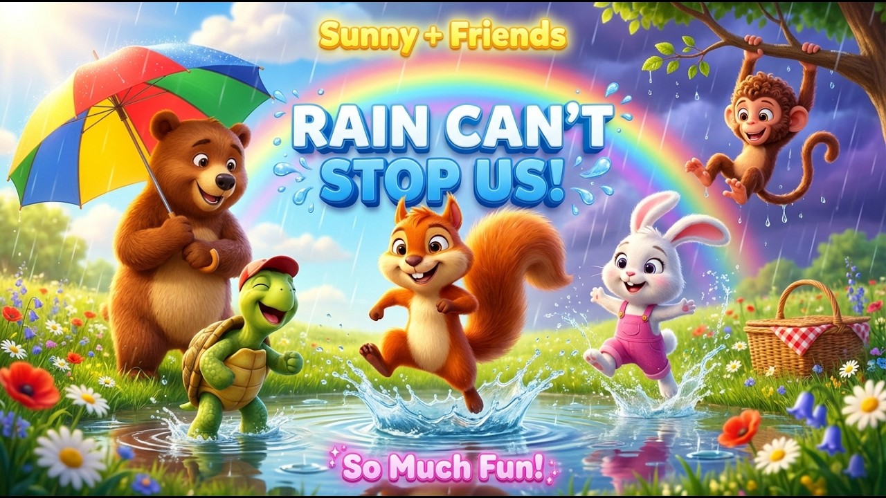 🌈🐾 The Great Summer Rain Picnic Party | Fun Rainy Day Adventure for Kids ☀️🌧️